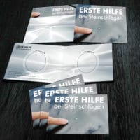 Neutrale Steinschlagflyer mit Stempelfeld Neutrale Steinschlagflyer mit Stempelfeld